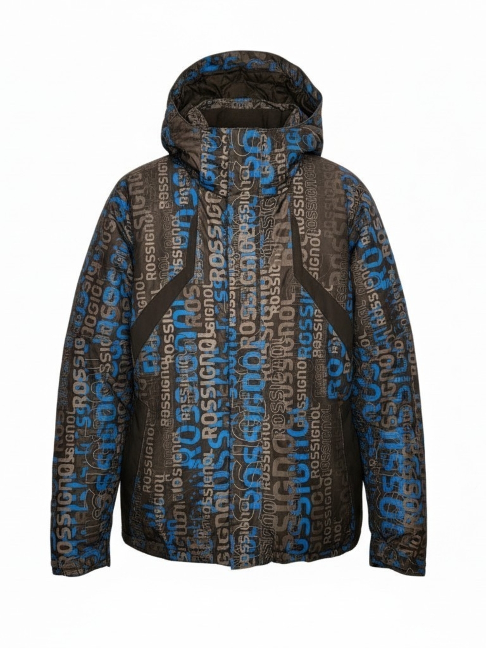 ROSSIGNOL Performance 5000 Full-Zip Hooded Men Ski Jacket All-Over Logo Print
